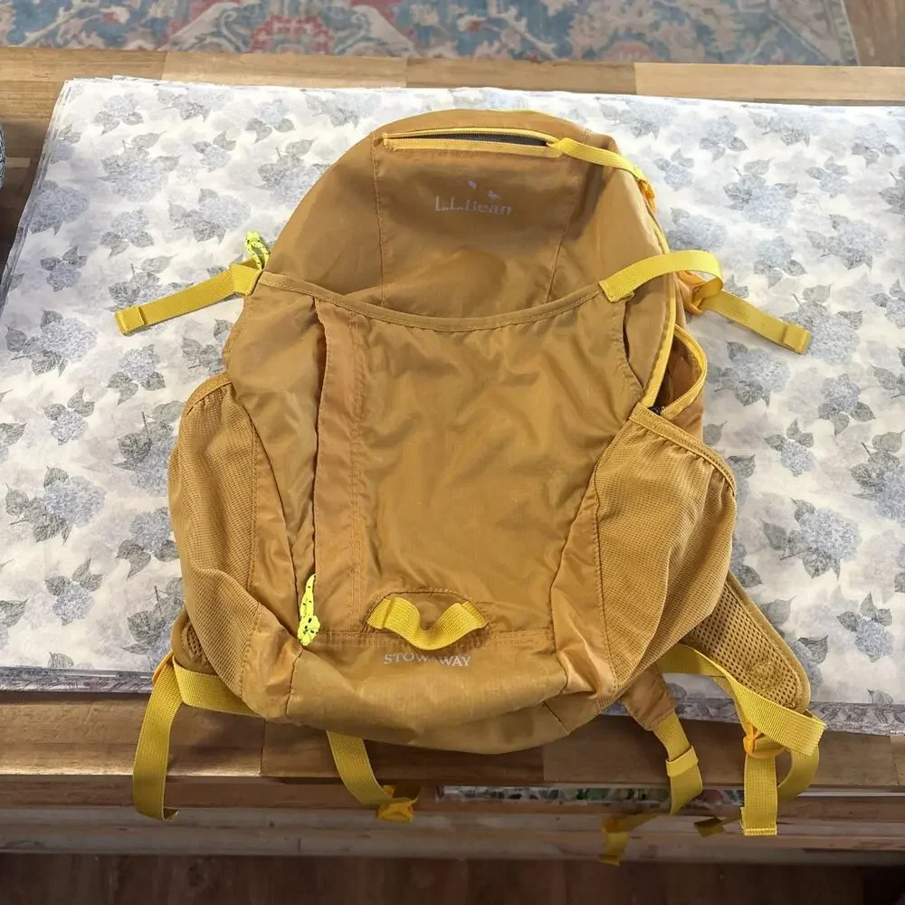 LL Bean Yellow Stowaway Backpack￼